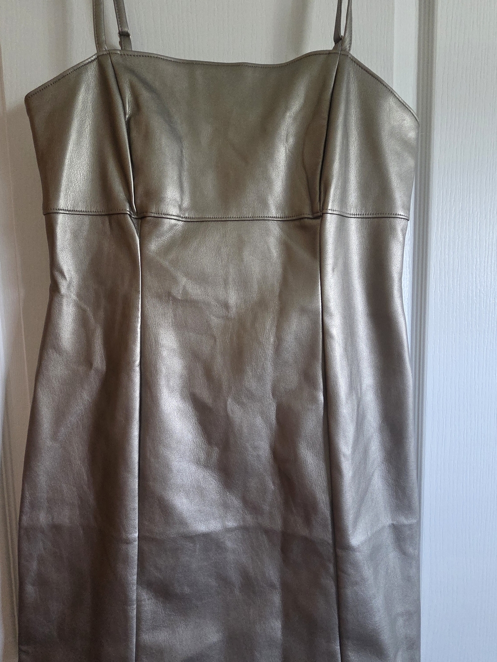 Metallic Silver Faux-Leather Strap Jacket